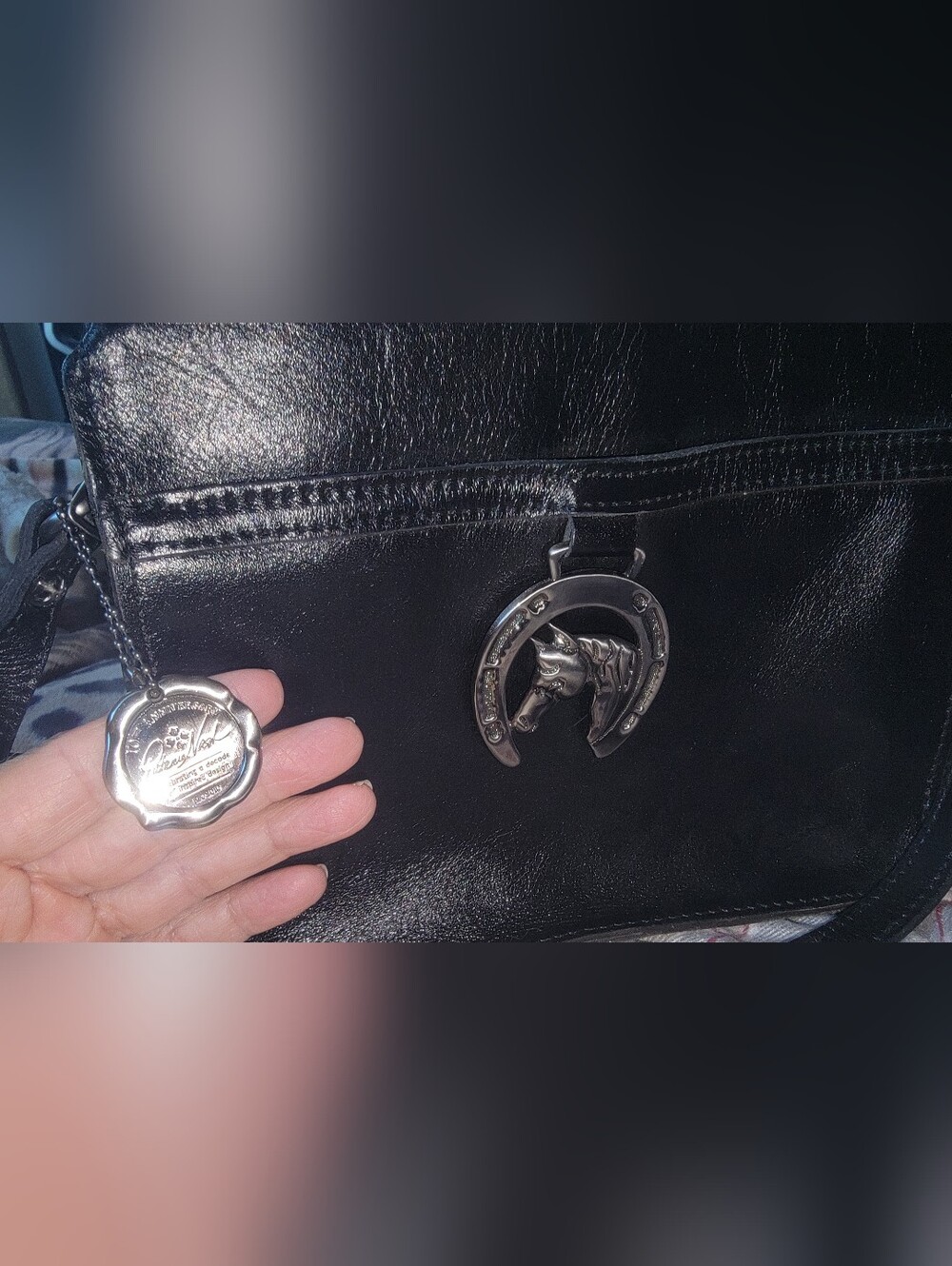 Patricia Nash Heritage Horseshoe Medallion Nazaire Leather Crossbody Black 🖤 🐴 - Picture 15 of 15